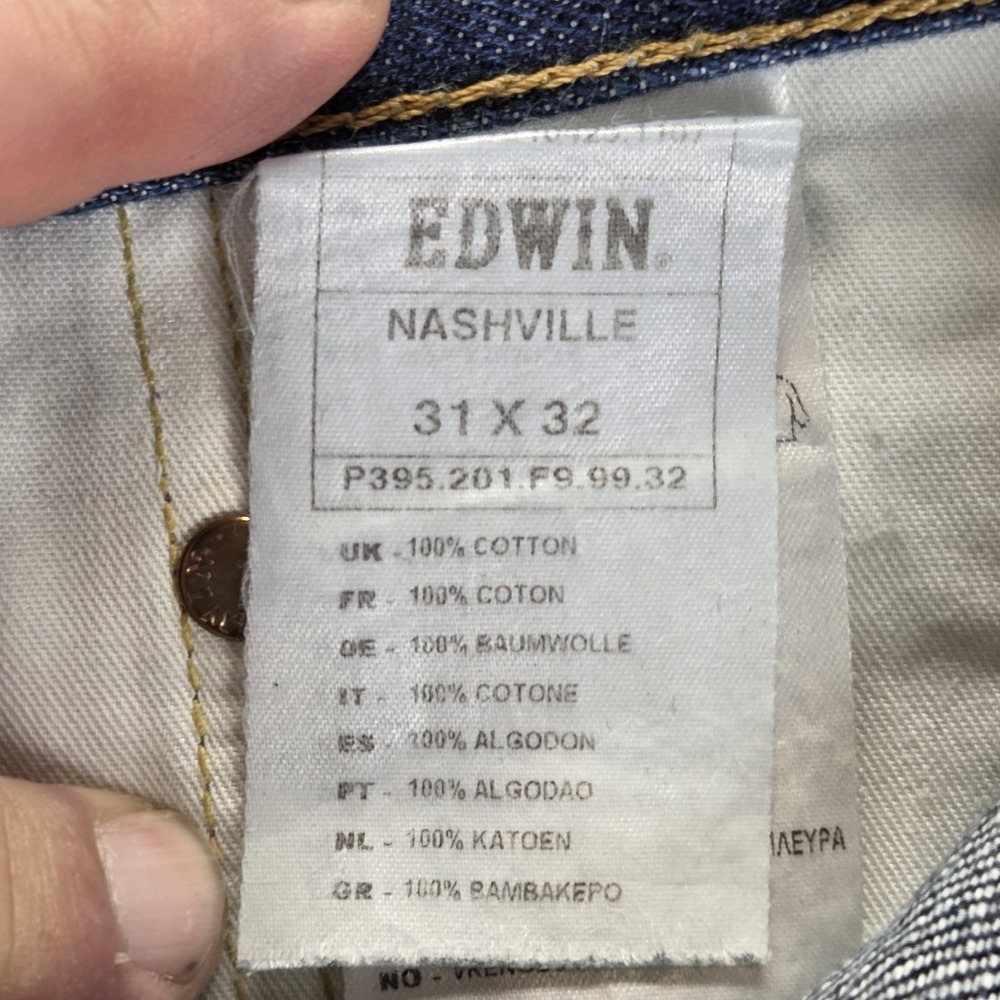 Edwin Jeans Mens 31x32 Blue Selvedge 865B Nashville Button Fly Honeycomb - Picture 9 of 16
